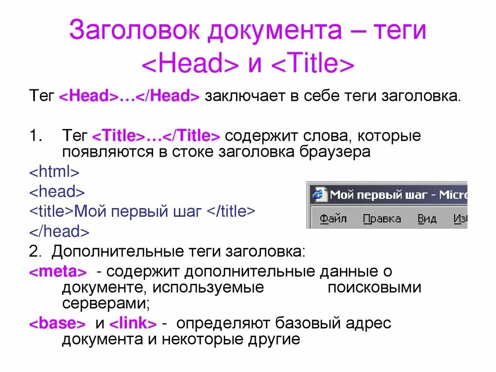 Теги заголовков html. Тег title в html. Теги html документа. Тег для заголовка веб страницы.