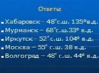 Координаты мурманска 6 класс