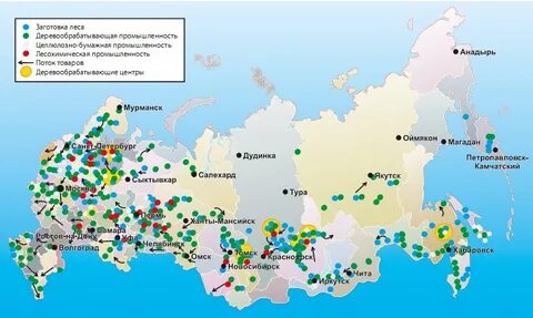 Центры целлюлозно бумажной промышленности