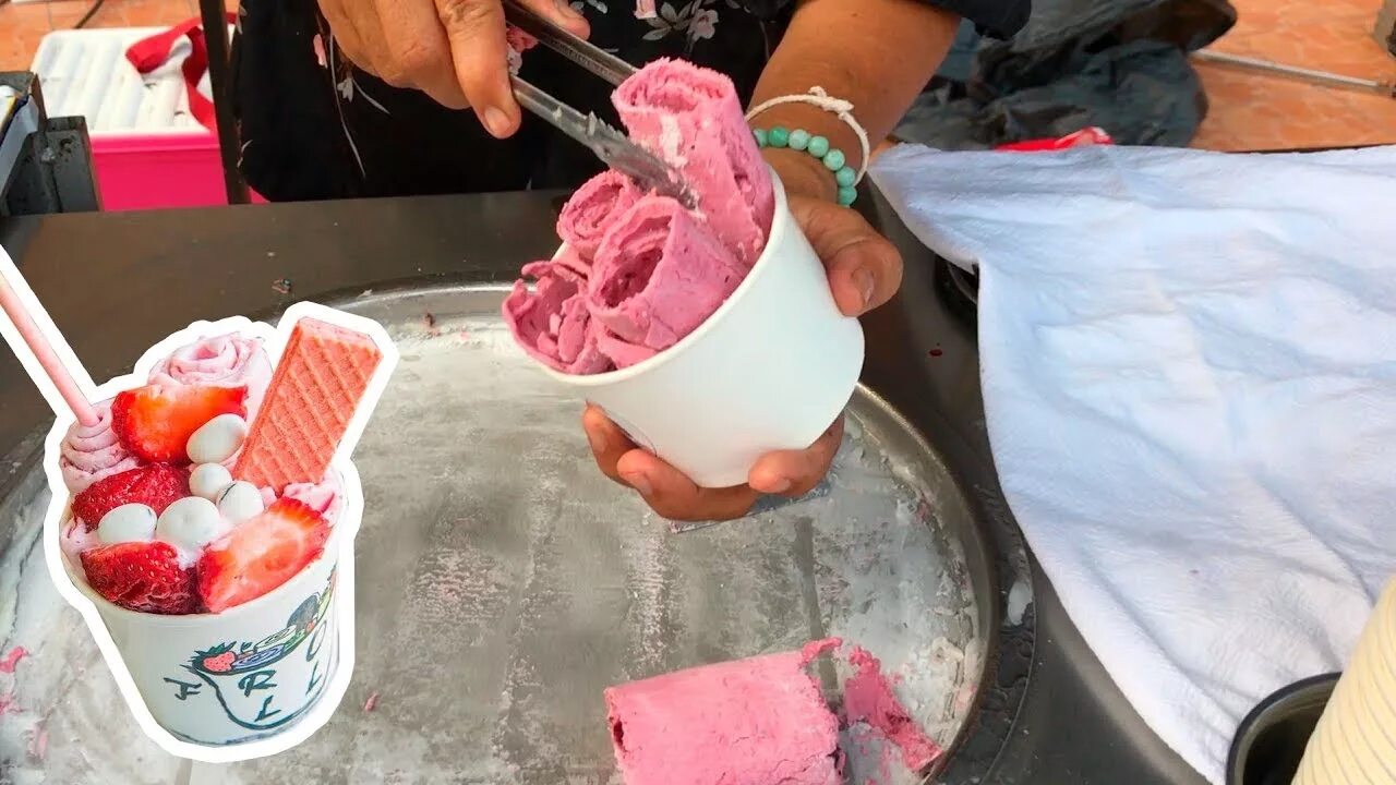 Включи видео мороженое. Необычное мороженое. Тайское мороженое. Китайское жареное мороженое. Тайское мороженое приготовление.