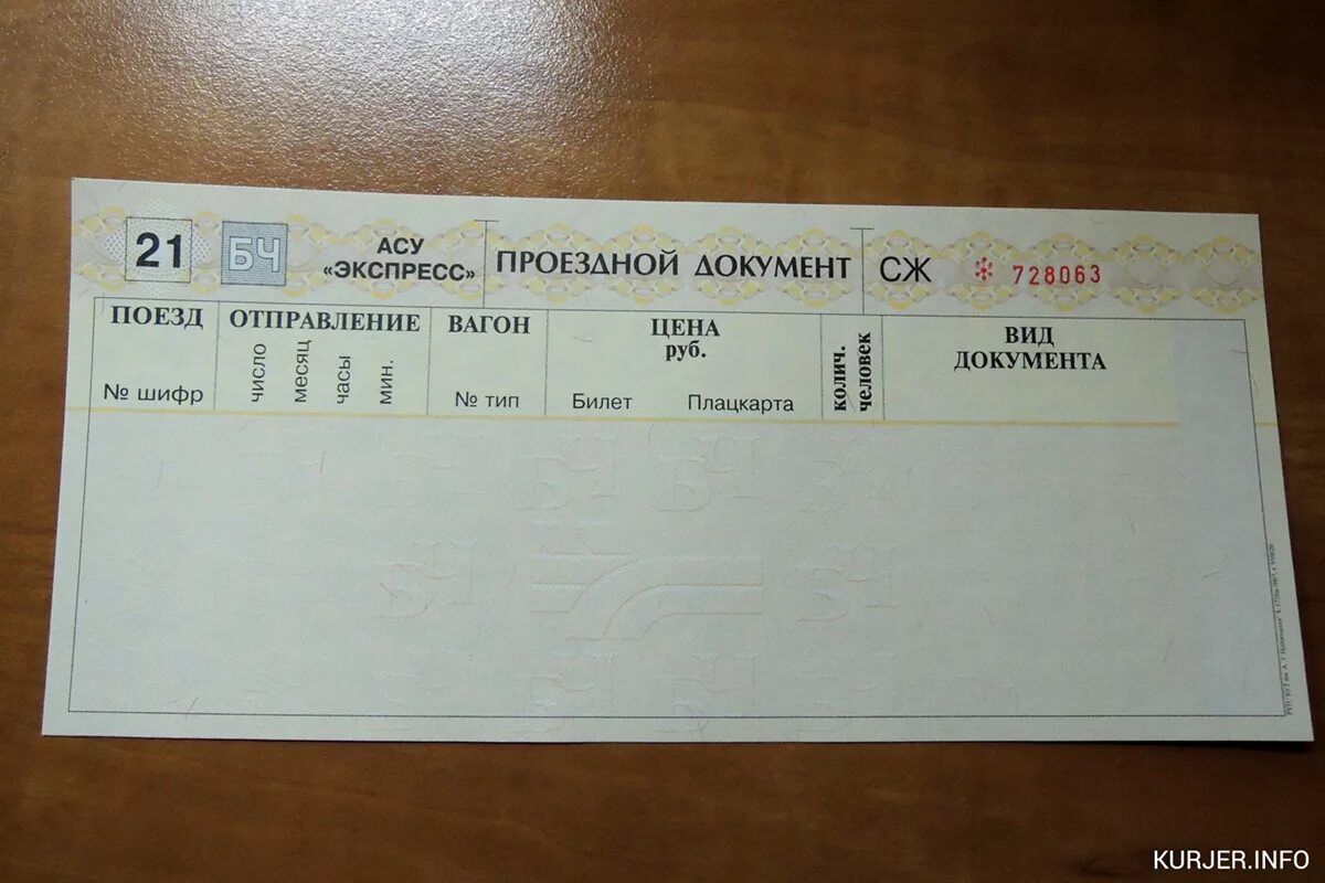 Бланки проездных документов