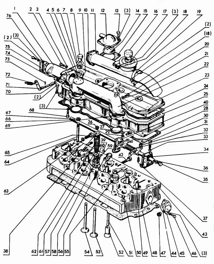 Клапана на двигатель мтз. Головка блока МТЗ Д-240 схема. Головка клапанов схема двигателя д240 МТЗ. Каталог двигателя д-240 МТЗ 80. Головка блока цилиндров МТЗ 80 схема.