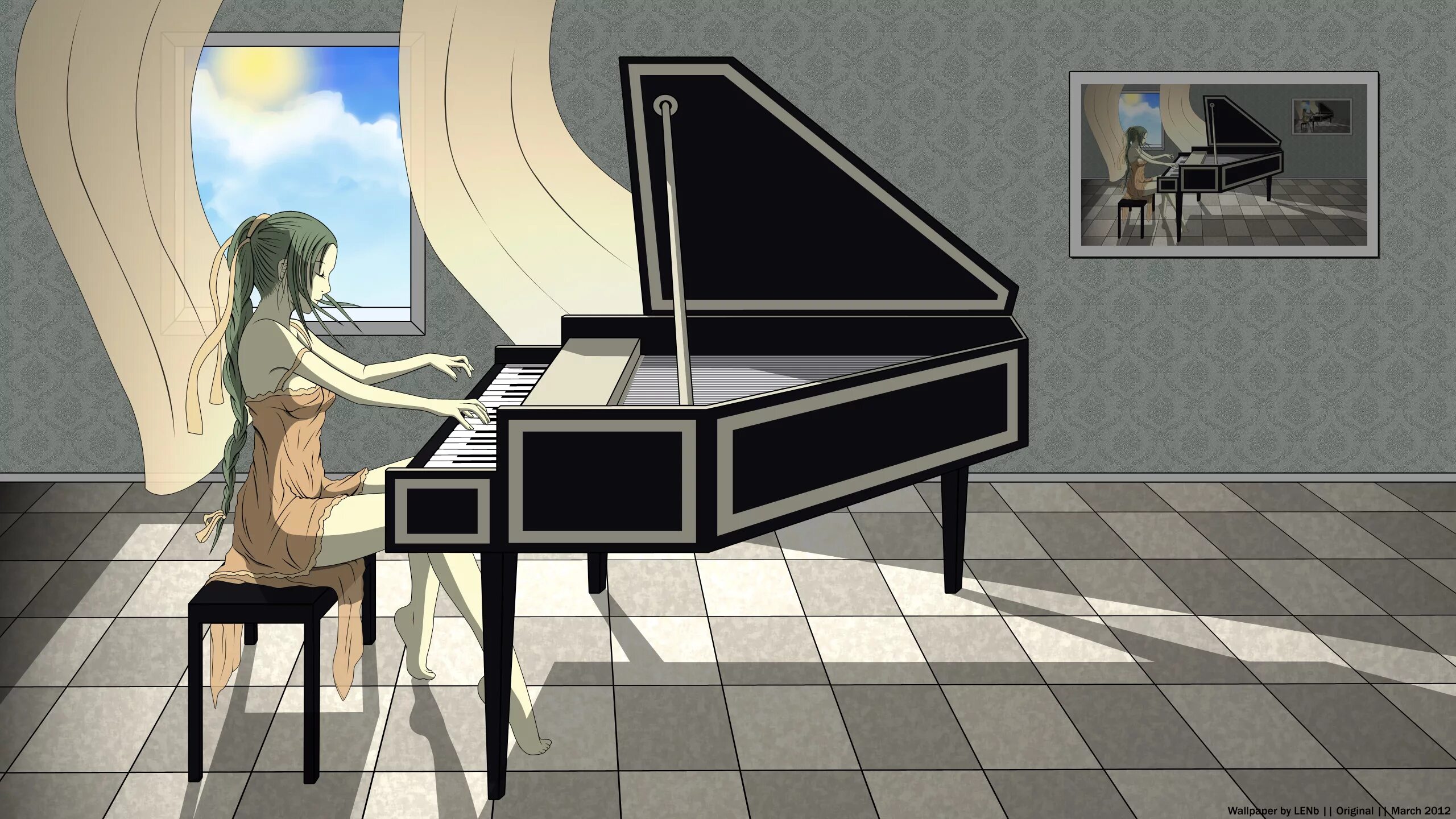 Плохо играет на пианино. Пианино арт. Девушка и пианино.