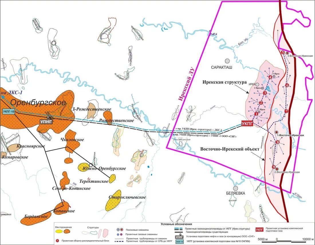 Оренбургское нефтяное месторождение. Восточно ирекское месторождение на карте. Ирекское месторождения Оренбург. Месторождения газа в Оренбургской области. Оренбургское месторождение газа.