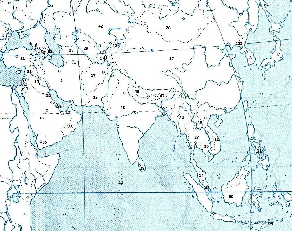 Карта зарубежной Азии контурная карта. Физическая контурная карта зарубежной Азии. Зарубежная Азия политическая карта контурная карта. Карта Азии контурная карта 11 класс.