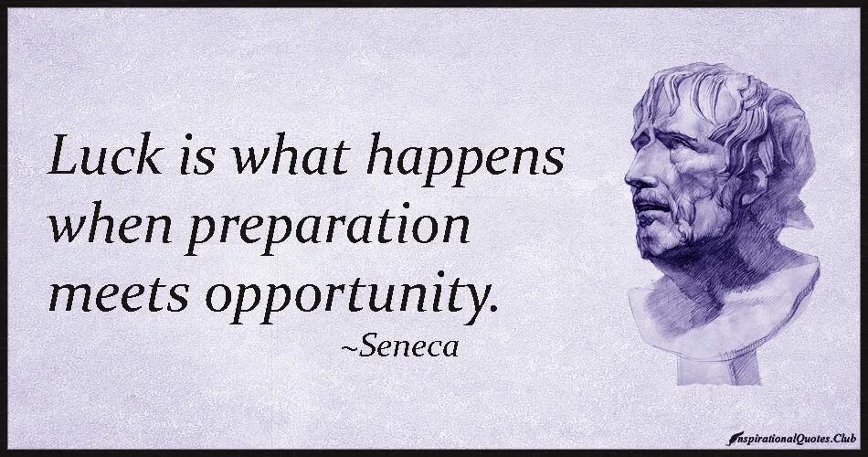 When it is considered that. Luck is what happens when. luck is when preparation meets opportunity. what is luck. luck happens when hard work meets opportunity.