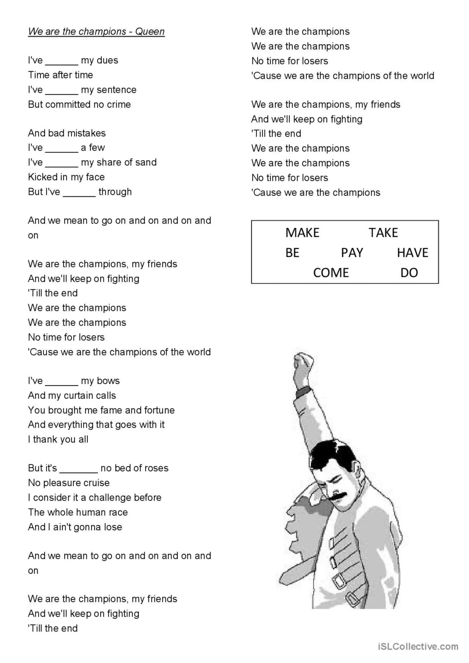Ви а чемпионс май. We are the Champions Queen текст. We are the Champions текст. We are the Champions текст и перевод. We are the Champions Queen Worksheet.