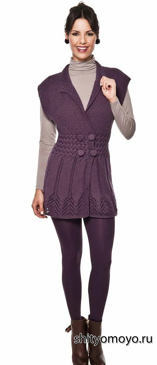 безрукавка туника вязаная спицами. вязаные безрукавки для полных. вязанные туники женские. жилет туника спицами для женщин. жилет безрукавка пулундер спицами.