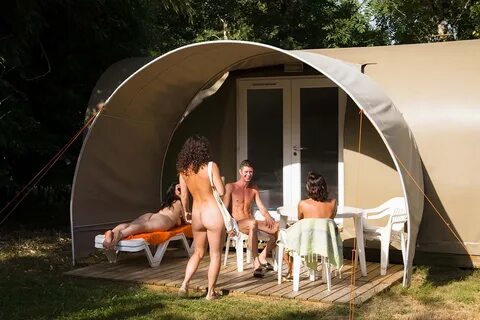 Naked camping family