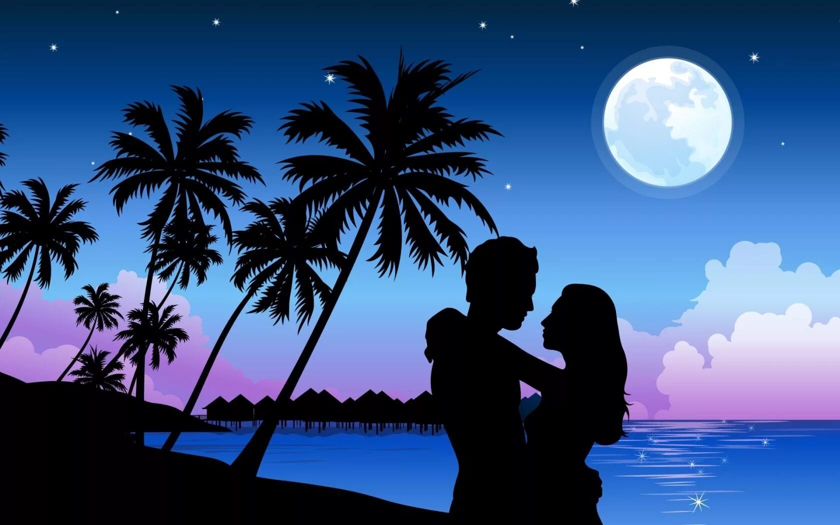 Красивая ночь романтичные картинки. Море пальмы любовь. Романтические рисунки. Красивые романтические рисунки. Романтические обои.