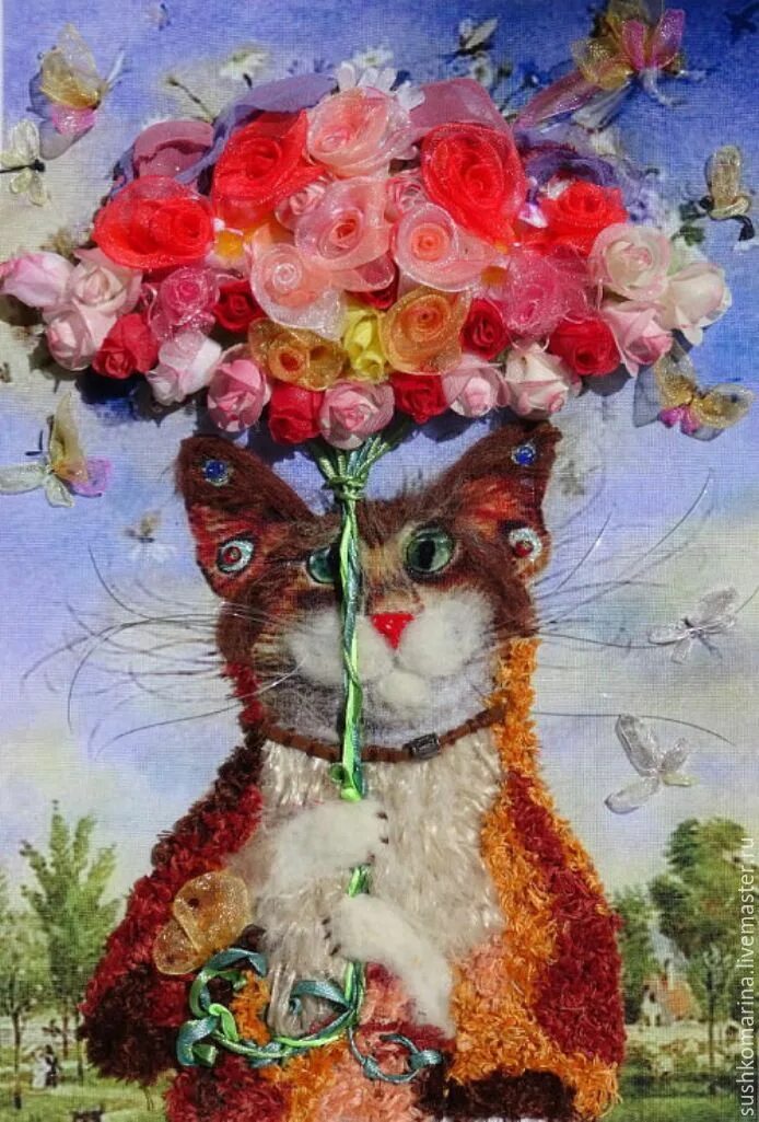 Открытка кот с цветами. Кот с букетом. Котик с цветами. Котик с букетом цветов. Кот с цветами открытка.