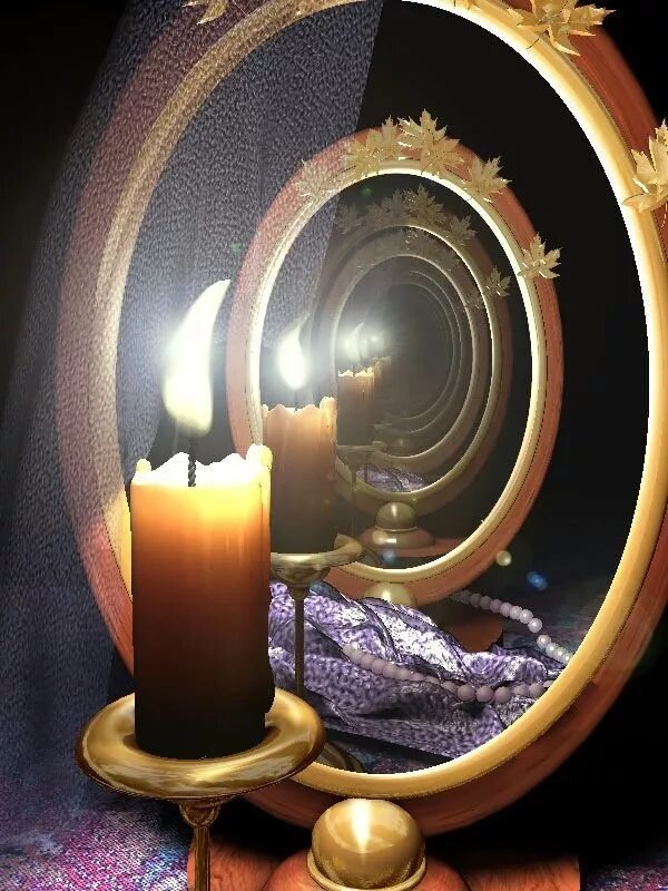 Свеча отражается в зеркале. Магическое зеркало. Зеркало и свеча. Ритуал с зеркалом. Зеркальный коридор свеча.