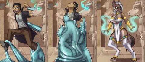 angrboda, anubis, anthro, ass expansion, assimilation, breast expansion, co...