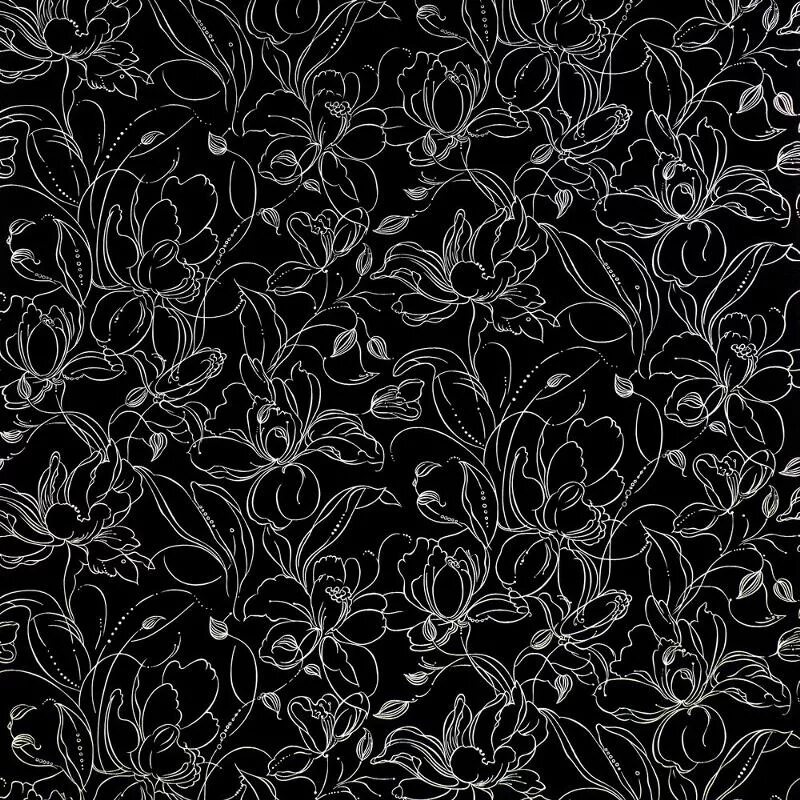 Черные белые обои купить. Marburg 80109. Цветочный узор на черном фоне. Черный фон с узорами. Орнамент на черном фоне.
