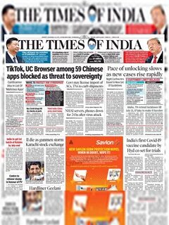 Indian Newspapers In English / The Times of India Delhi-October 9, 2020.