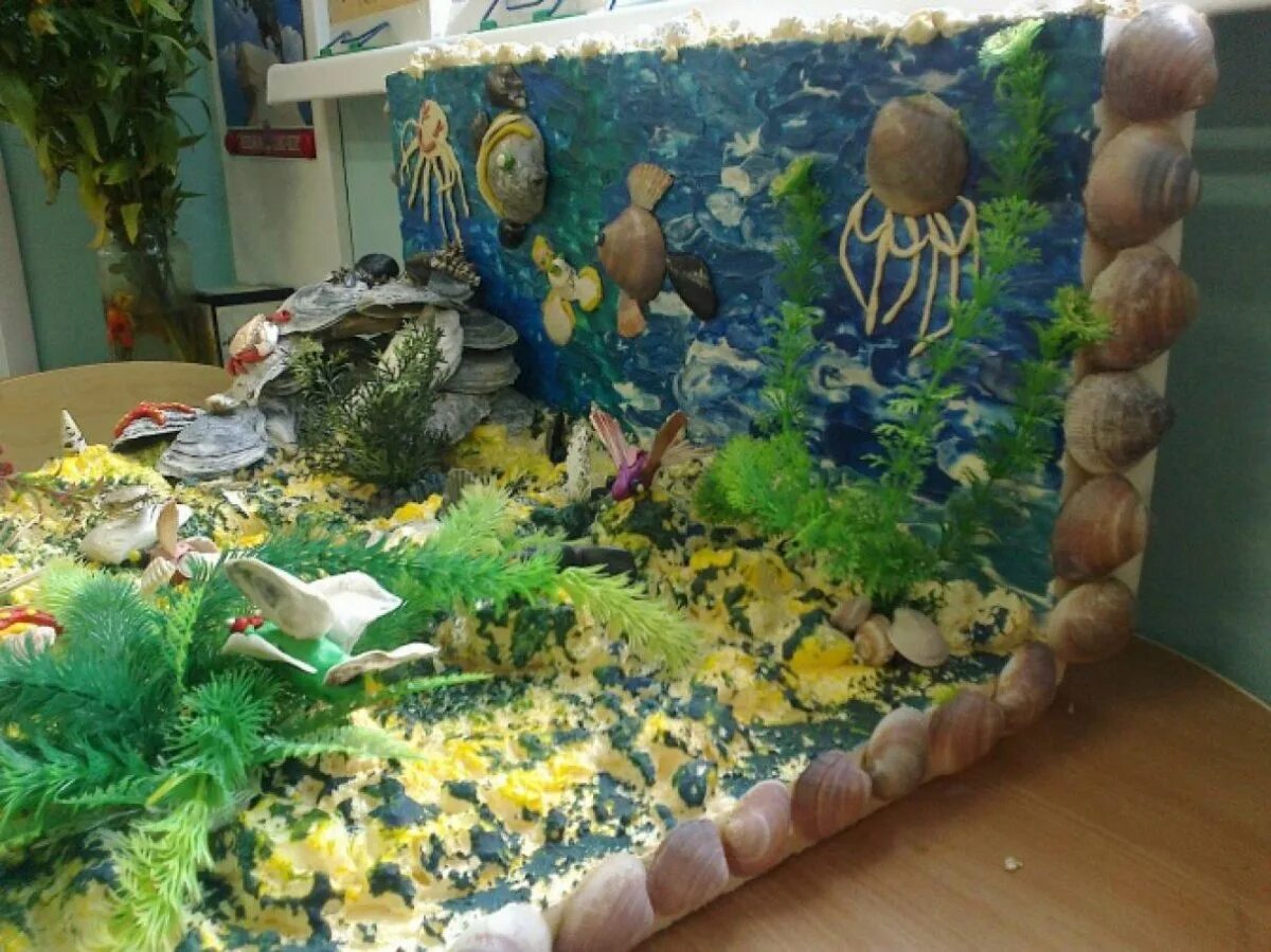 Макет подводный мир. Макет подводный мир. Поделки на морскую тему. Макет подводный мир в детском саду. 3д макет подводный мир.
