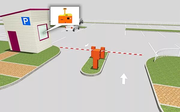 Стационарный проезд. Макет шлагбаума. Шлагбаум на плане. Въездная стойка для парковки. Проект размещения шлагбаума.