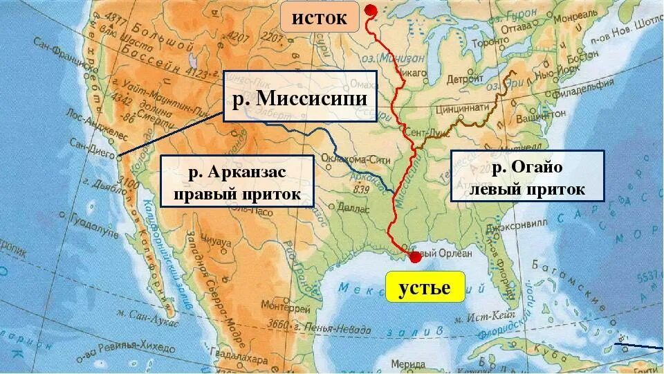 Самый большой остров у берегов северной америки. Исток реки Миссисипи на карте. Исток Миссисипи на карте. Река Миссисипи на карте Исток и Устье. Миссисипи на карте Северной Америки физическая карта.