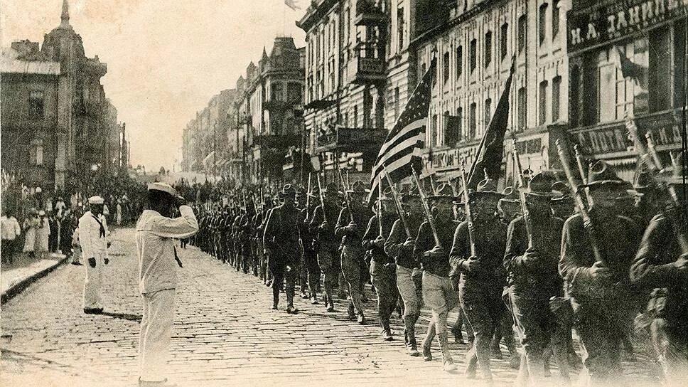 Французы в одессе. Американские войска во Владивостоке 1918. Владивосток парад интервентов 1918. Американские войска во Владивостоке, август 1918 года.