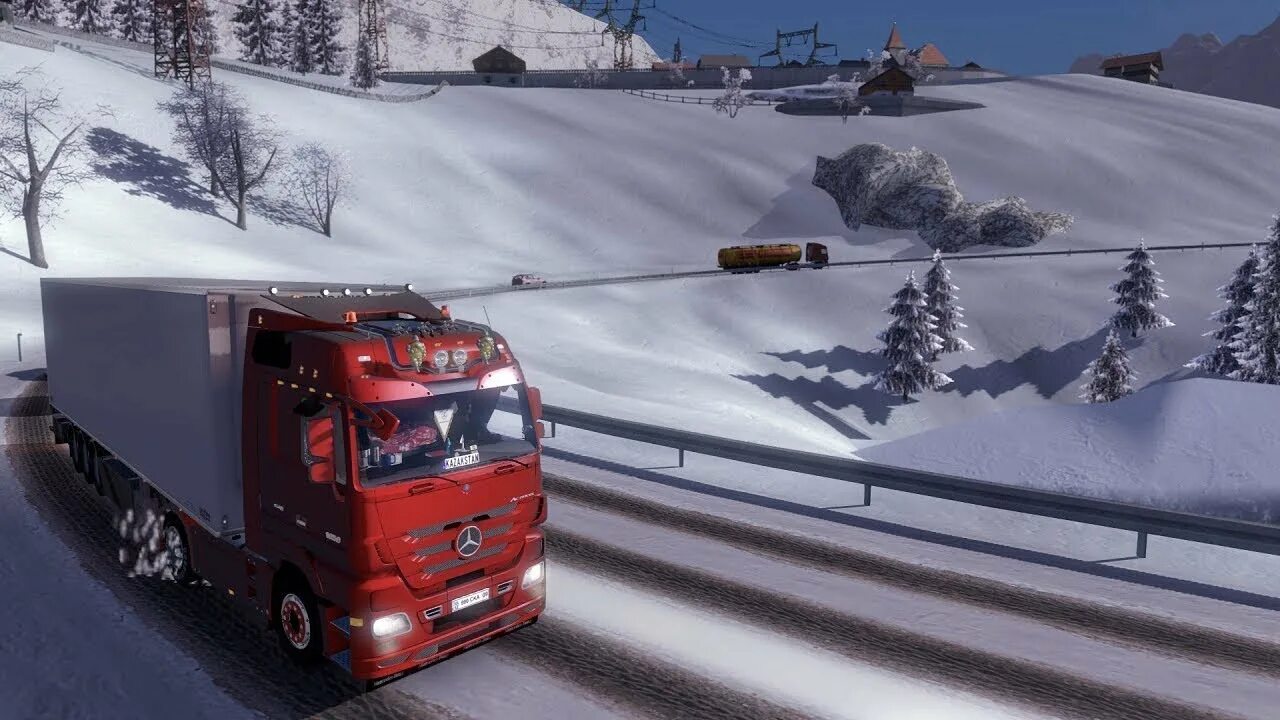 Мод на зиму етс 2 1.49. Евро truck simulator 2. евротрак 2 симулятор зима. зима в евро трак 2. мод на зиму в етс 2.