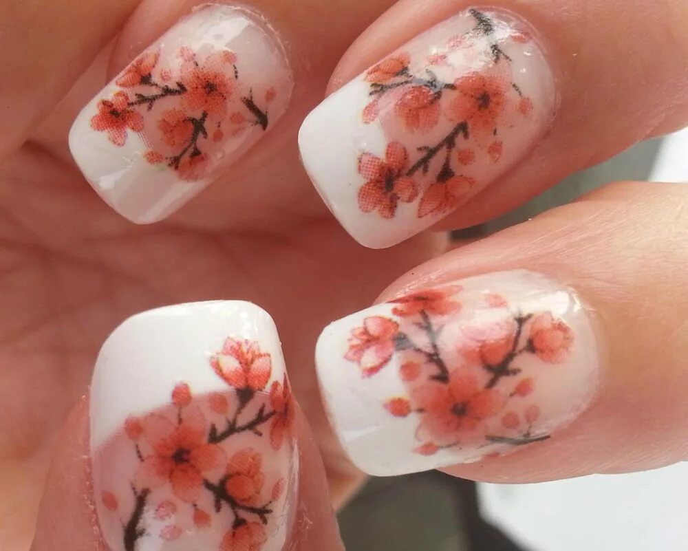 маникюр сакура. маникюр сакура. маникюр с цветами. сакура на ногтях. сакура на ногтях.
