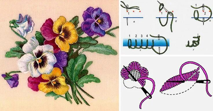 Техника вышивки цветов