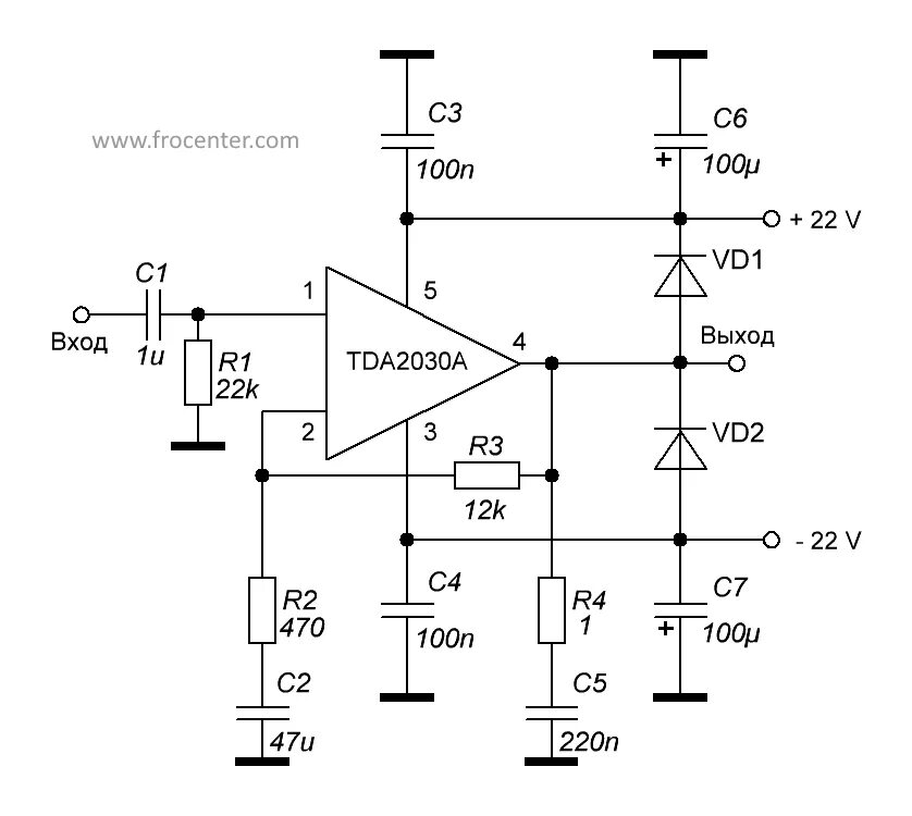 Усилитель с однополярным питанием. Усилитель на tda2030. Усилитель на tda2030 с двухполярным питанием. Tda2030 схема усилителя с двухполярным питанием. Усилитель низкой частоты на микросхеме tda2030a.