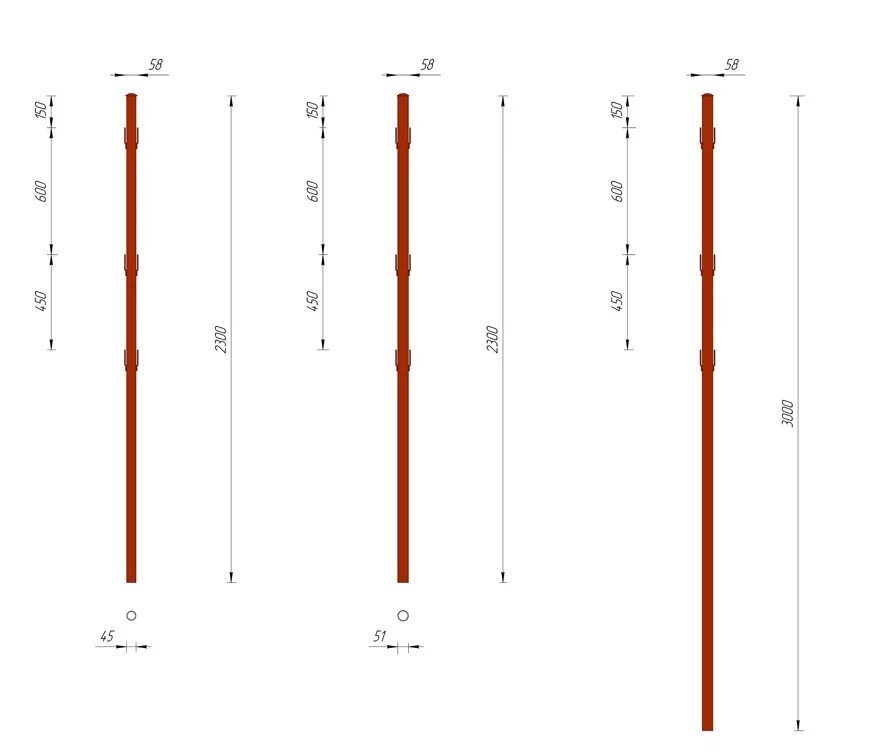 Столб ограждения, стальной, бетонируемый ø 50. Столбы для забора d50 2.4 толщина. Столб с крючками 60х30 h2300мм. Диаметр отверстий под 60 столбы для забора.