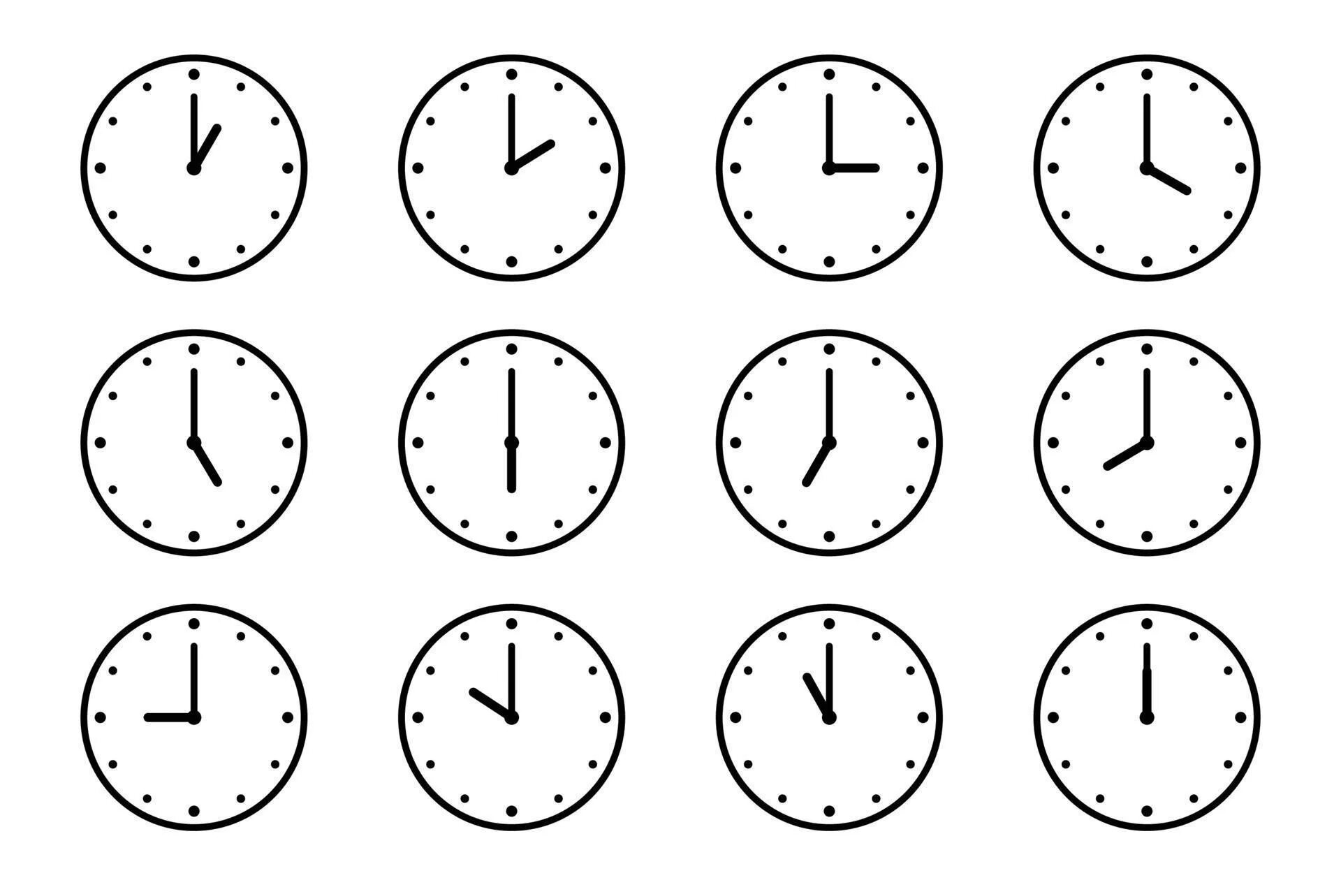Раз изолировано. Циферблаты с разным временем. Циферблат час иконка. Часы с разным временем вектор. Стрелки часов пиктограмма.