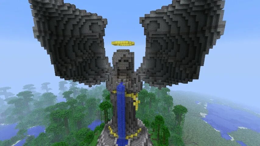 Майнкрафт мод на ангелов и демонов. Minecraft статуя ангела. статуя ангела майнкрафт схематика. статуя ангела в майне. ангел в майнкрафте постройка.