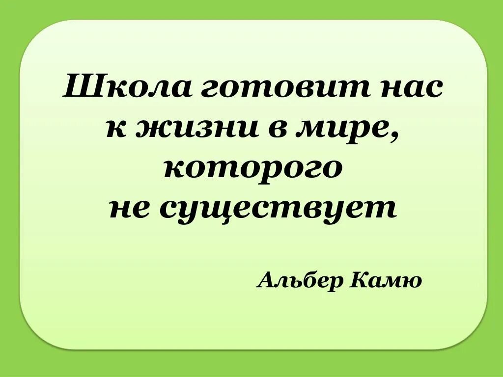 Что значит жизнь учит. Школа готовит нас к жизни в мире которого. Школа готовит нас к жизни которой не существует. Камю школа готовит нас к жизни в мире которого не существует. В школе готовят к жизни в мире которого не существует.