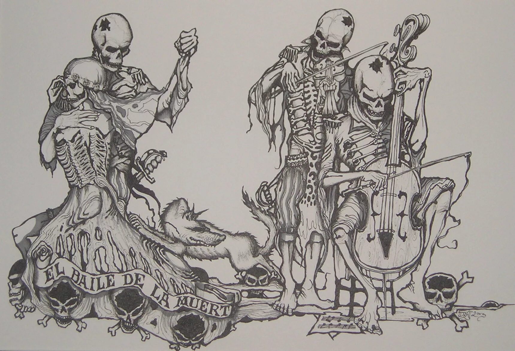 Танец смерти гибли мы. Татуировки Макабр пляска смерти. Танцующие скелеты.