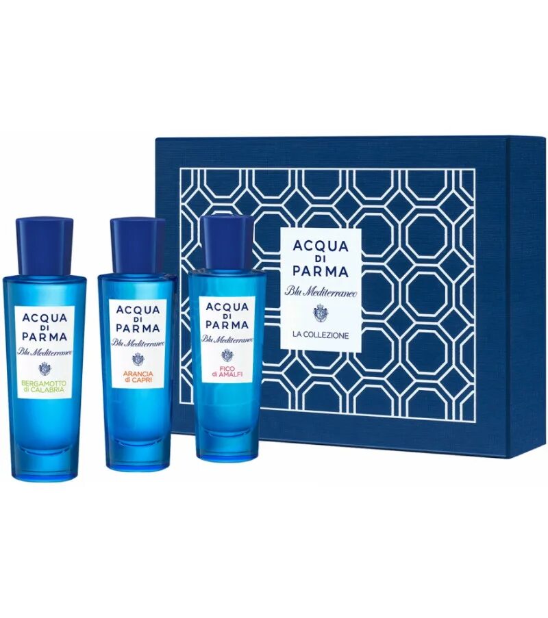 Набор миниатюр acqua di Parma Blu Mediterraneo. Аква ди Парма набор. Acqua di Parma набор миниатюр Blu meditter. Acqua di Parma набор.