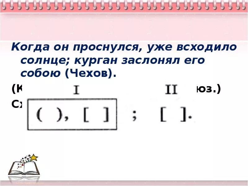 Когда он проснулся уже всходило. Когда он проснулся уже всходило солнце. Когда он проснулся уже всходило солнце Курган заслонял. Схемы сложных предложений с разными видами связи. Написать предложение с разными видами связи