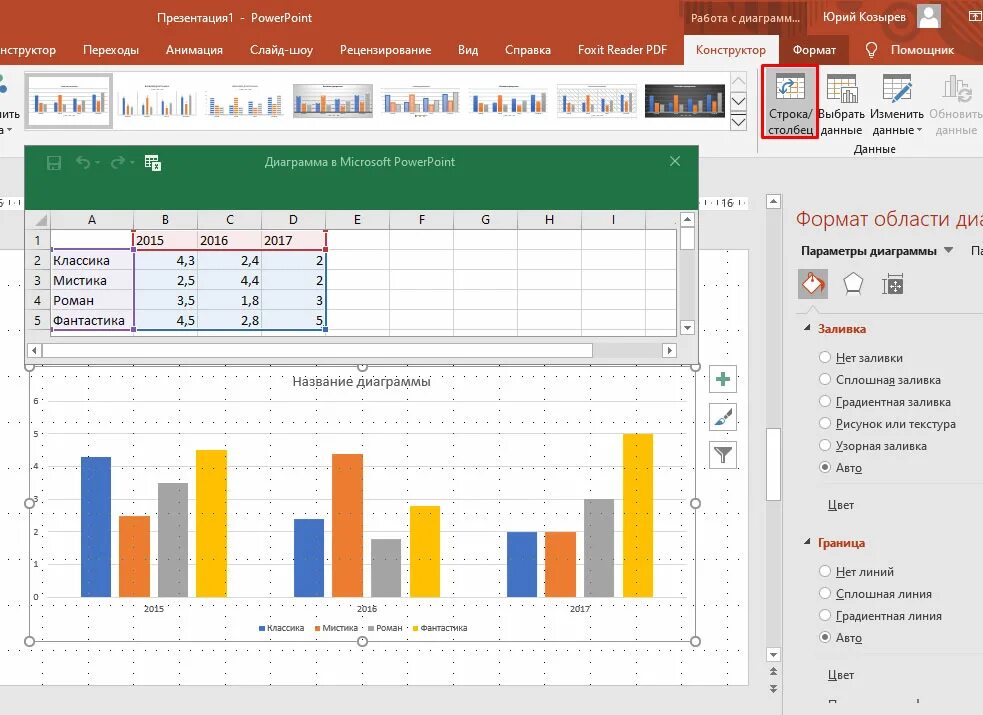 Изменение диаграммы excel