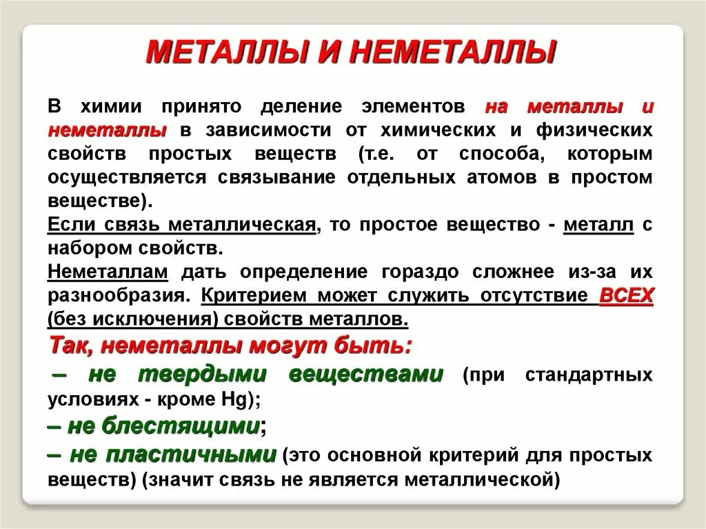 Металлы и неметаллы. Деление элементов на металлы и неметаллы. Основные металлы и неметаллы. Элементы делятся на металлы и неметаллы.