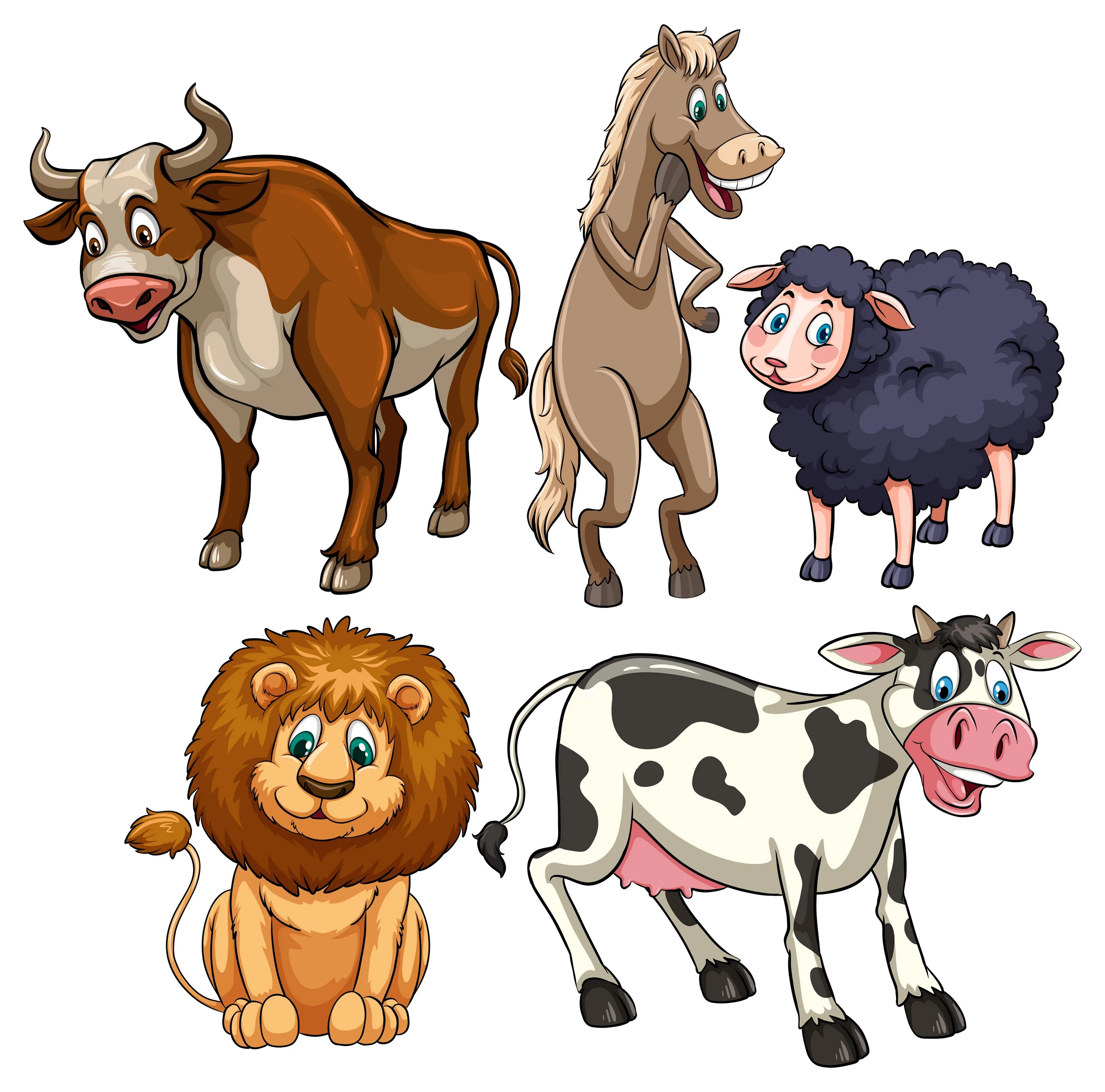 Мультяшные коровы. Домашние животные корова лошадь. Корова и коза. Кошка собака корова. Корова свинья собака кошка