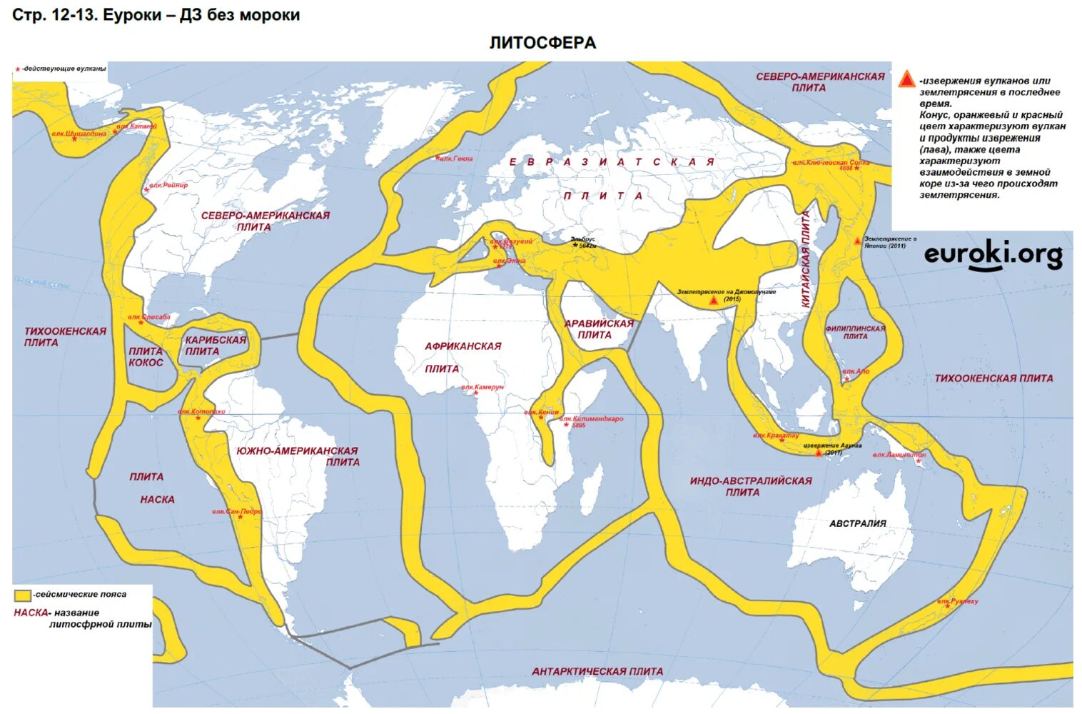 Сейсмические пояса земли 5 класс контурная карта