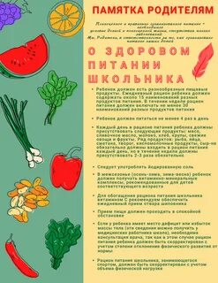Питание детей памятка родителей