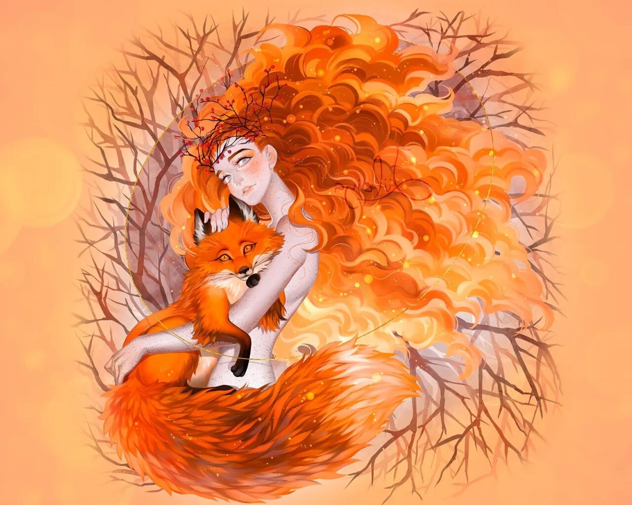 Рыжая fox. Девушка и лиса. Рыжая девушка с лисой. Рисунок рыжей девушки. Рыжая осень.