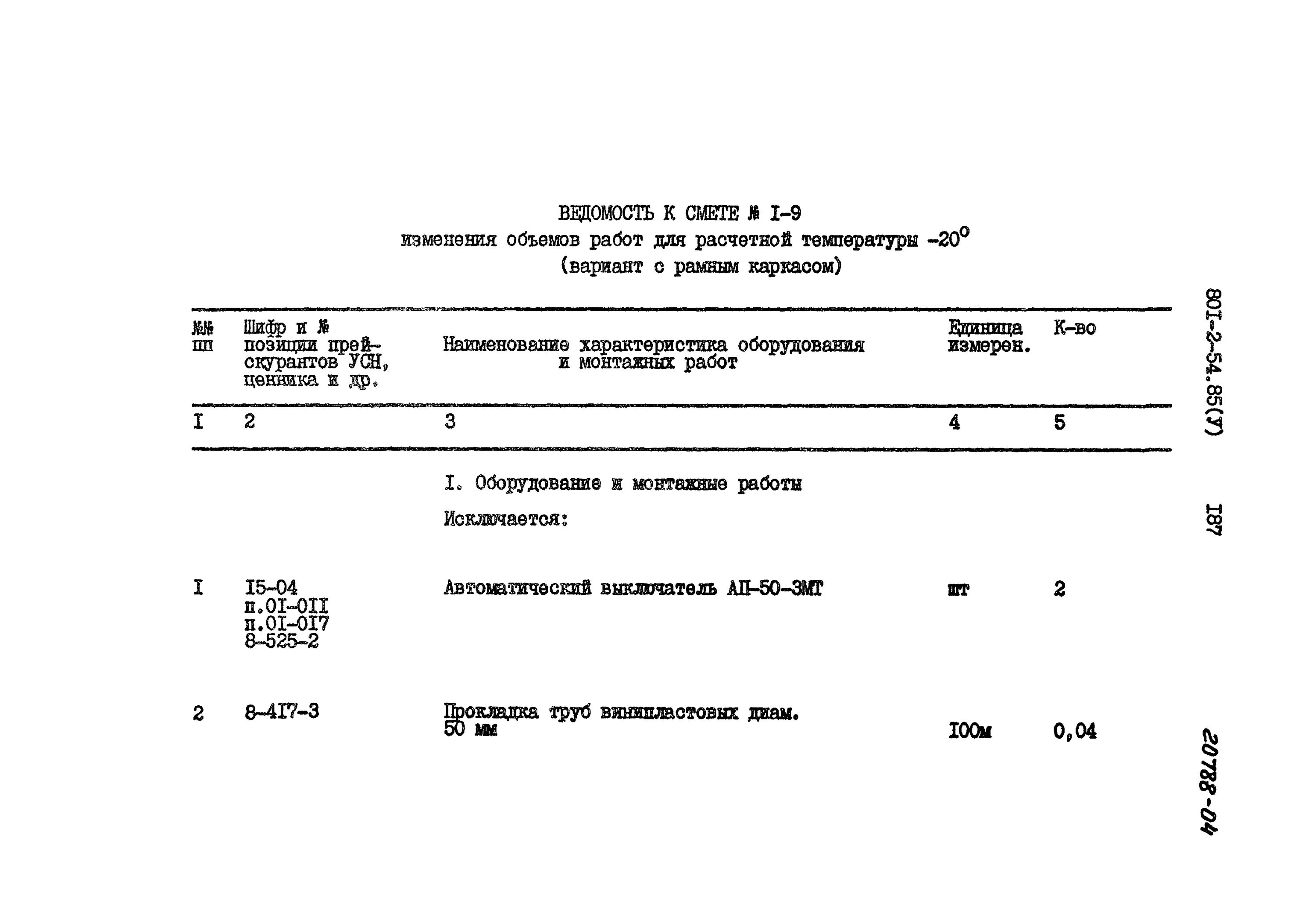 Скачать Типовой проект 801-2-54.85 Альбом V. Сметы
