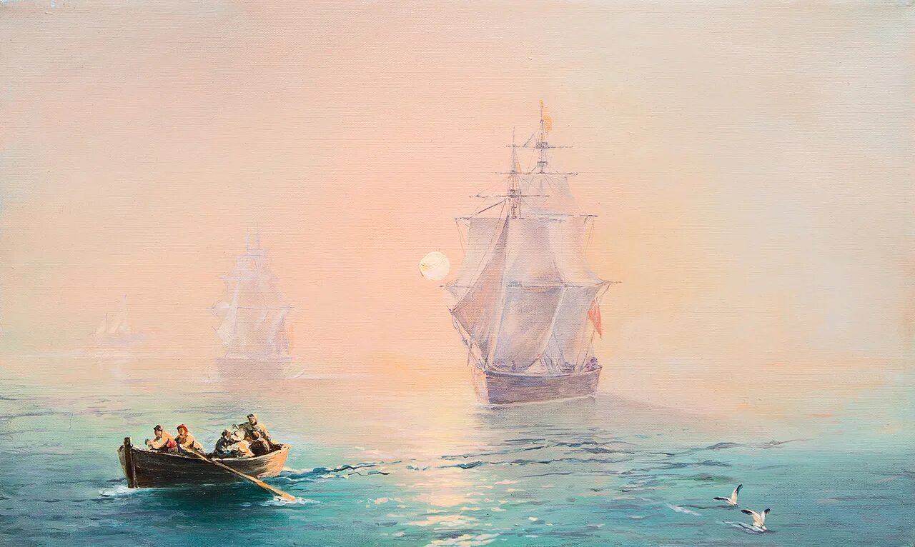 Картина для интерьера на холсте Ивана Айвазовского "Морской берег" 50х61, холст 