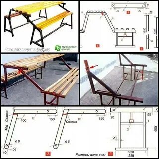 Чертежи лавки стола трансформера