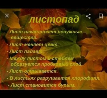 Используя содержание текста листопад и знания