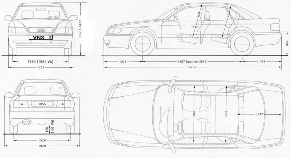 Габарит 4. Ауди а6 с4 габариты. Габариты Ауди а6 c4. Audi 100 с3 чертежи. Габариты Ауди 100 с4.