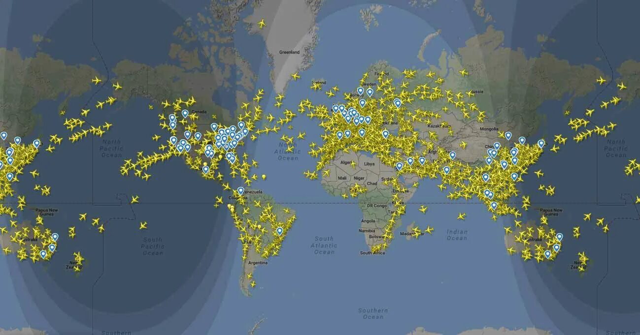 Карта мировых полетов