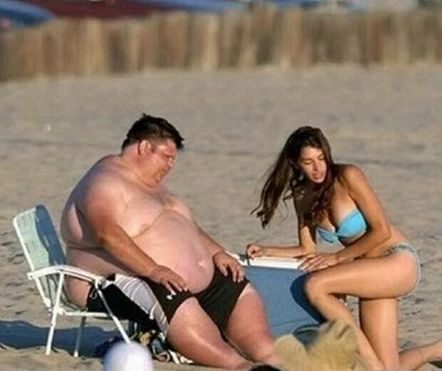 Жирный мужчина и худая девушка.