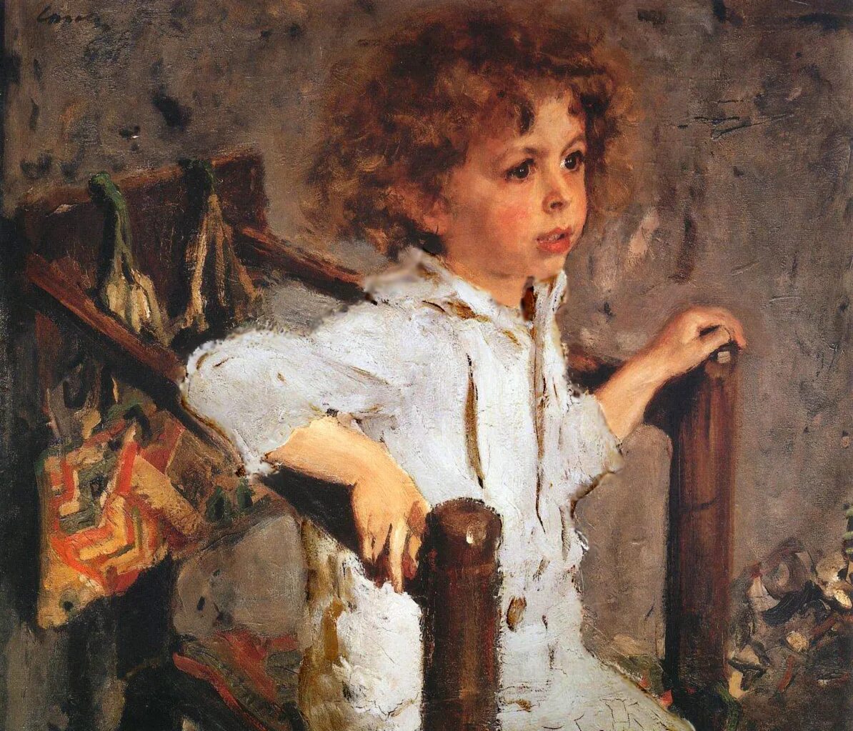 Картина мальчик с куклой на фоне окна. Портрет Мики Морозова Серов.
