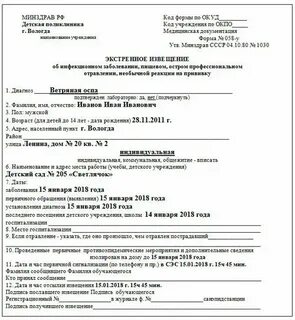 Извещение в сэс