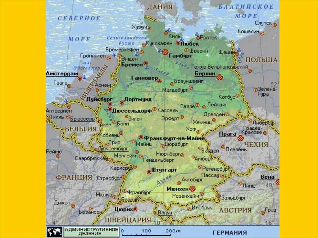 Карта Германии физическая подробная. Географическая карта Германии. Географическое положение Германии на карте Европы. Географическая карта ФРГ. Карта германии с городами на русском подробная